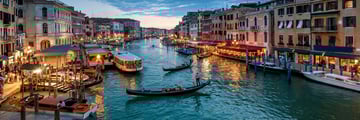 The Grand Canal in Venice at night