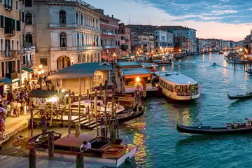 The Grand Canal in Venice at night