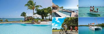 Veranda Paul and Virginie, (clockwise from left): Pool, Pool and Beach, Fishing, Catamaran and Cycling