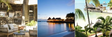 Veranda Paul and Virginie, Terrace and Bar, Le Saint Geran Restaurant at Night and Daytime