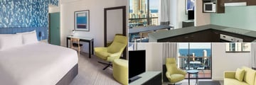 Vibe Hotel Gold Coast, Deluxe Suite King Bedroom, Kitchen & Dining Area and Lounge