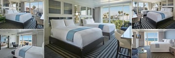 Viceroy Santa Monica, (clockwise from top left): Ocean View Room, Viceroy Doubles Room, Partial Ocean View Room, Empire Suite and Monarch Suite