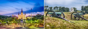Jackson Square, New Orleans & Vicksburg, Mississippi