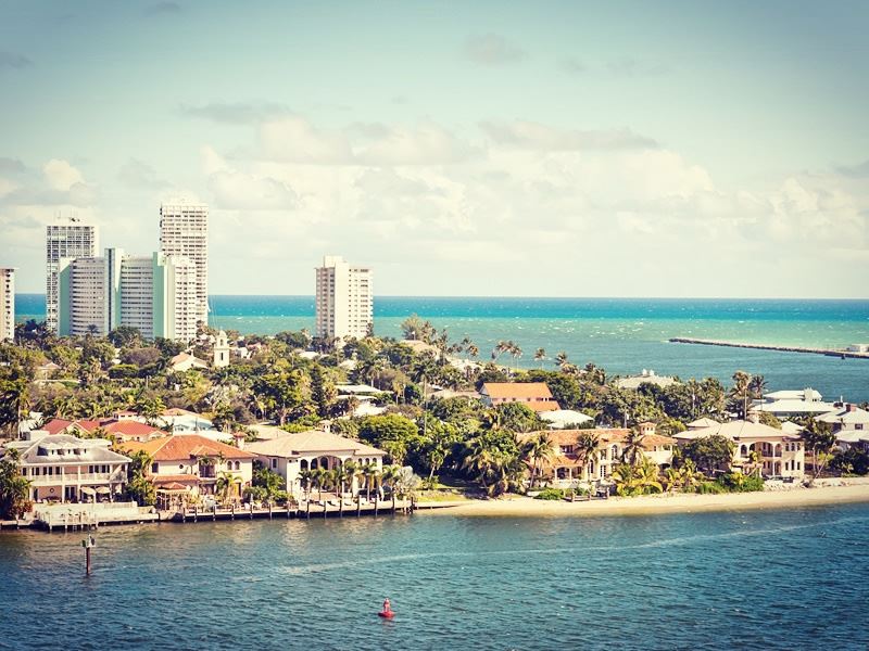 View of Fort Lauderdale's Intracoastal Waterway and Atlantic Ocean