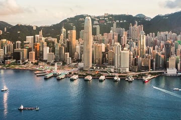 View of the Hong Kong skyline