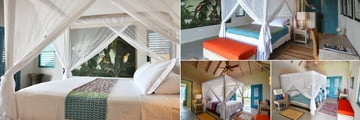 Villa Azura, (clockwise from left): Air Conditioned Bed, Master Bedroom, Bedroom Two and Bedroom Three