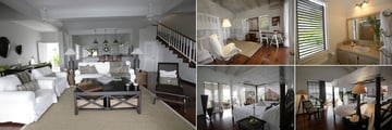 Villa Kessi, (clockwise from left): Living Room, Kids' Bedroom, Guest Bathroom, Master Bedroom and Guest Bedroom