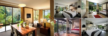 Vineyard Hotel, (clockwise from left): Villa Living Area, Courtyard Standard Room, River Junior Suite, Mountain Deluxe and Junior River Suite