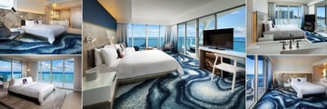 W Fort Lauderdale (clockwise from top left): Ocean View Room, Residential Suite, Corner Ocean Front Room, Residence Room and Suite Guest Room