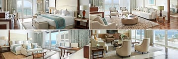 Waldorf Astoria Dubai (left to right clockwise): Deluxe King, Premier King, Superior King and Presidential Suite