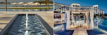 Waldorf Astoria Dubai Palm Jumeirah, Views of Beach from Fountain and Palm Avenue Restaurant Cabanas Over Pool