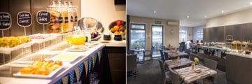 Waldorf Stadium Apartments, Breakfast Room Buffet and Dining Area