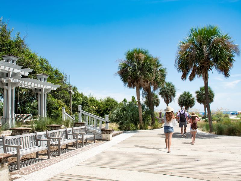 Walking the prominade at Coligny Beach Park, Hilton Head