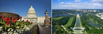 The US Capitol Building & Aerial view of Washington, D.C