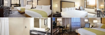 Washington Hilton, (clockwise from top left): Deluxe Two Double Beds, Deluxe King Room, King Room and Deluxe Bathroom