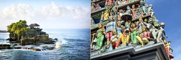 Water Temple at Tanah Lot & Sri Mariamman Temple in Singapore 