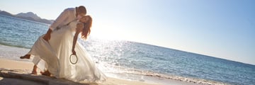 Wedding couple on the beach at Tokoriki Island Resort