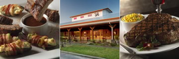 Ribs, Steakhouse Exterior and Steak at Wildcatter Ranch