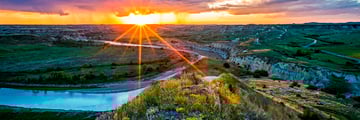 Theodore Roosevelt National Park at sunset, North Dakota