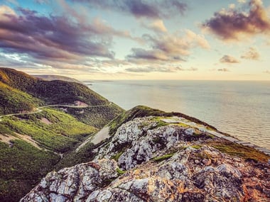 The winding Cabot Trail Road in Cape Breton Highlands National Park