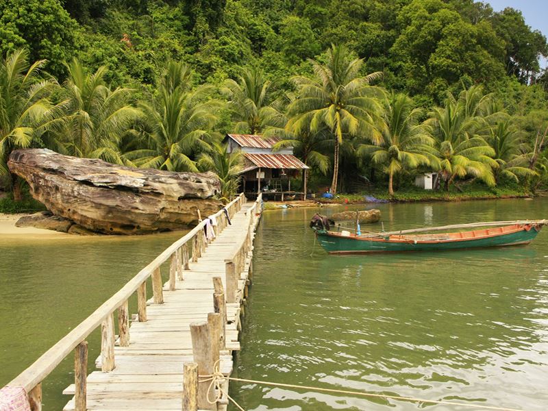 Wooden jetty in Ream National Park, Cambodia