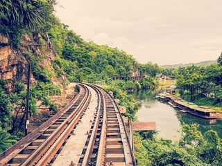 Wooden rail bridge in Kanchanaburi