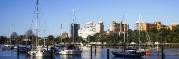 Yachts docked at Brisbane river