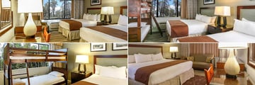 Yavapai Lodge, (clockwise from top left): Queen Double, Queen Family Room, King Room and King Family Room 