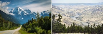 Yellowhead Highway with views of Mount Robson & Fraser River 