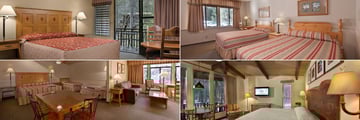 Yosemite Valley Lodge, (clockwise from top left): King Room, Double Room, Room Interior and Family Room