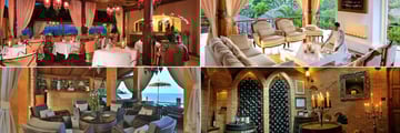 Zazen Boutique Resort, (clockwise from top left): Zazen Restaurant, Le Salon De Ti, The Wine Cellar and Le Rouge Lounge