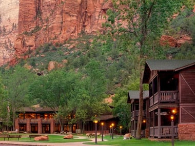 Zion National Park Lodge at dusk
