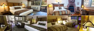 Zion National Park Lodge, (clockwise from top left): Standard Room, Western Cabin One Queen, Double Room and Standard Two Double Beds