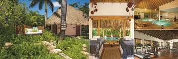 Spa Relaxation Garden, Spa Massage Cabin, Spa Hydrotherapy Circuit and Fitness Centre at Zoetry Agua Punta Cana