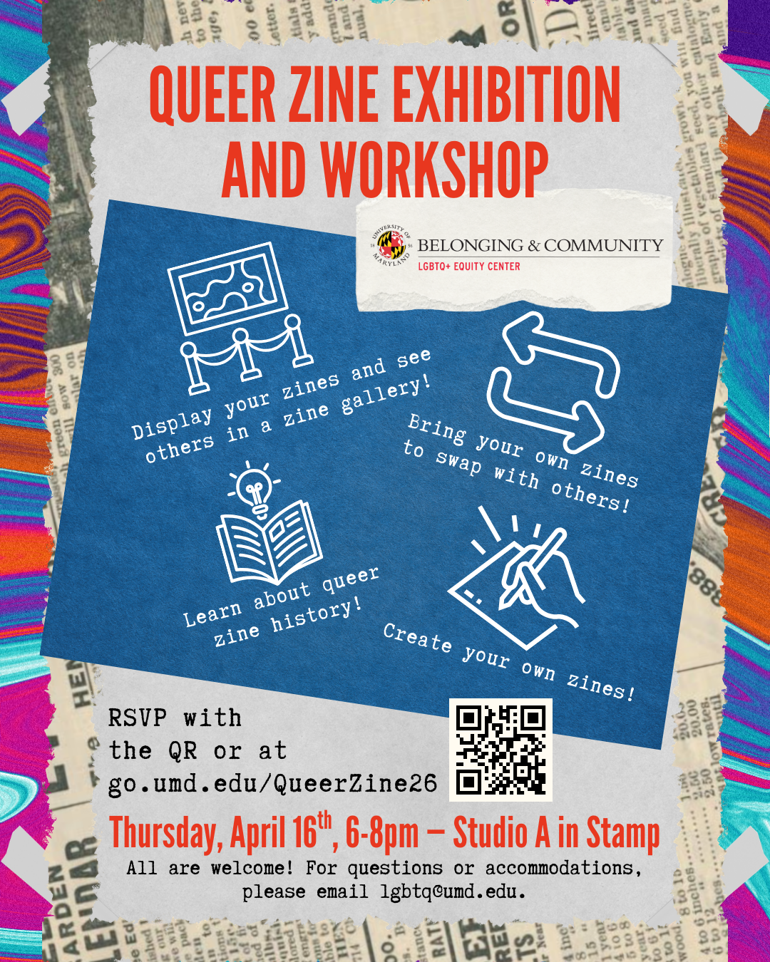 Promotional image for Queer Zine Exhibition and Workshop
