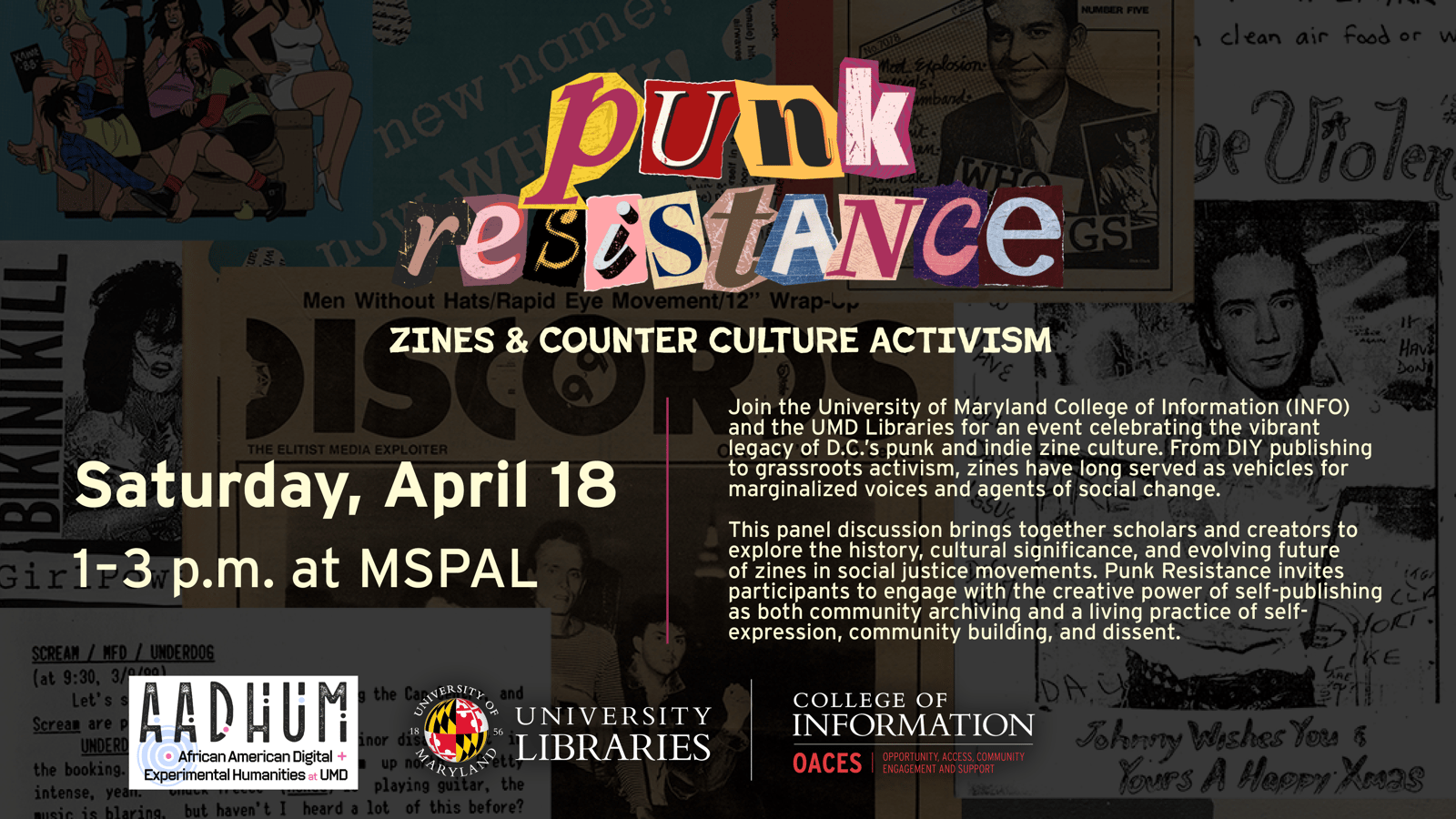 Promotional image for Punk Resistance: Zine & Counter Culture Activism