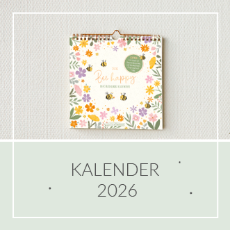 Kalender 2026 mit Blumen- und Bienenmotiv