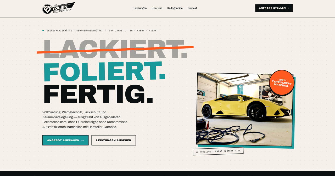 Kundenprojekt Folierer — Ansicht 1