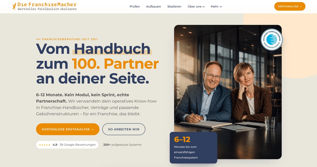 Kundenprojekt Die FranchiseMacher — Ansicht 1
