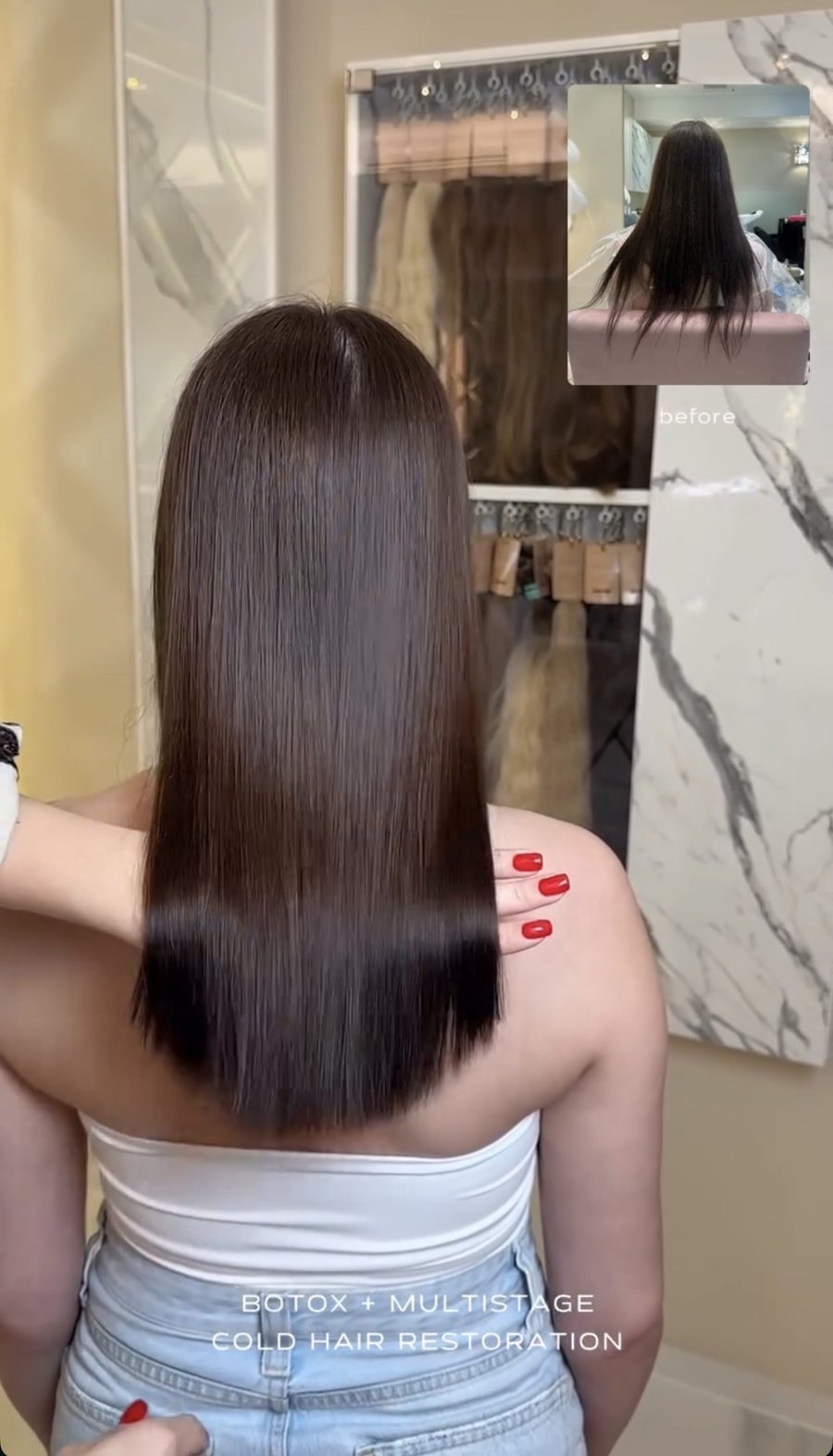 Seidig glattes, gesundes Haar nach Keratin-Behandlung bei HYPE