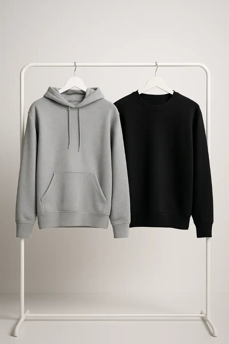 Hoodie und Sweater in grau und schwarz