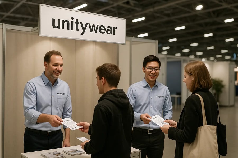 Messestand, Standpersonal im Brand-Polo
