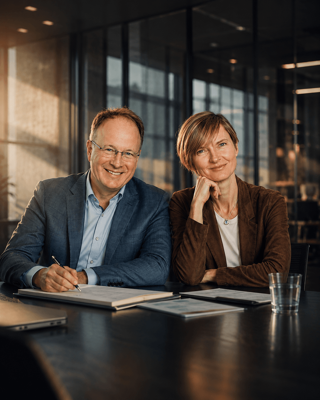 Eugen Marquard und Jana Jabs, Gründer der FranchiseMacher, im Beratungsgespräch.