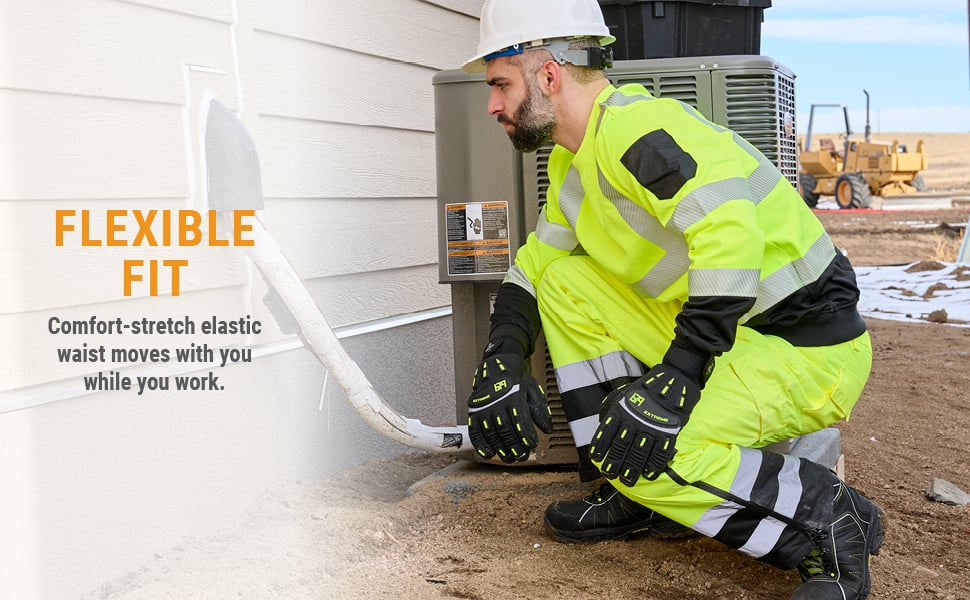 FLEXIBLE FIT Comfort-stretch elastic waist moves with you while you work