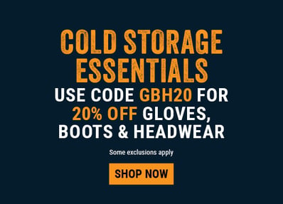 20% OFF COLD STORAGE ESSENTIALS. Use code GBH20 for 20% gloves, boots & headwear
