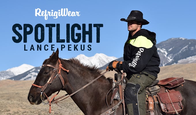 Lance Pekus, Cowboy Ninja, works on his ranch wearing insulated workwear from RefrigiWear.