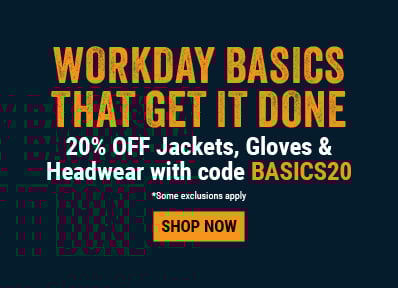 WORKDAY BASICS THAT GET IT DONE, 20% OFF Jackets, Gloves & Headwear with code BASICS20