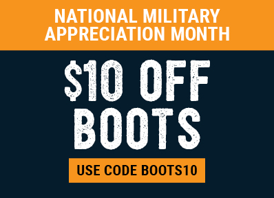 National Military Appreciation Month $10 off boots use code BOOTS10