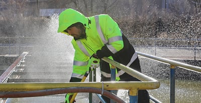 A man working in Hivis workwear.