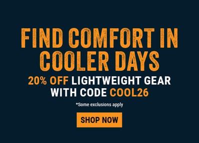 FIND COMFORT IN COOLER DAYS 20% off Lightweight Gear with code COOL26 